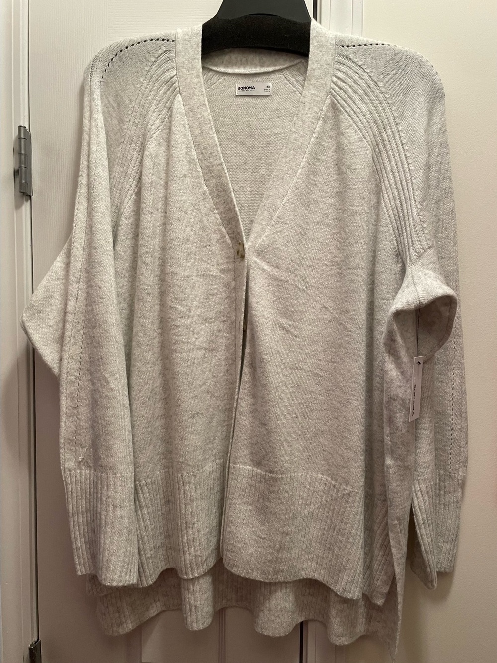 Plus 3X Sonoma Goods For LIfe NEW Light Grey V-Neck Cardigan Sweater